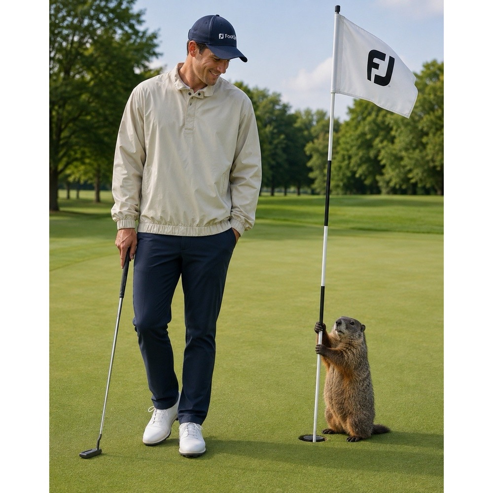 FootJoy 1/2 Zip Pullover MENS LARGE Golf Rain Wind Jacket L/S TAN BEIGE FJ